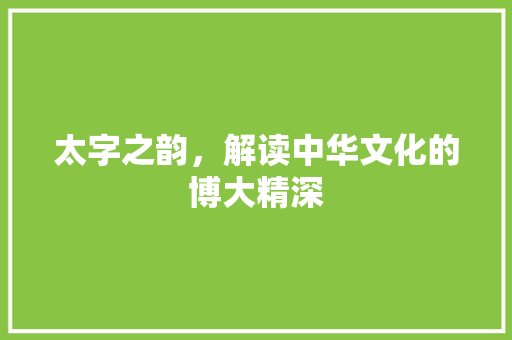 太字之韵，解读中华文化的博大精深