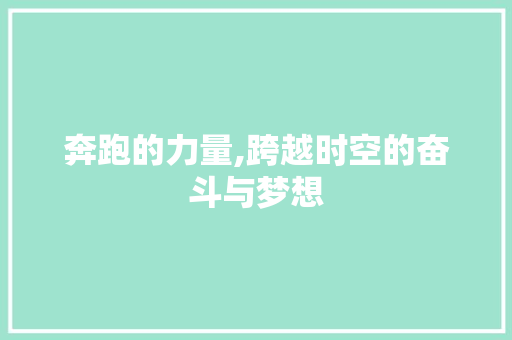 奔跑的力量,跨越时空的奋斗与梦想