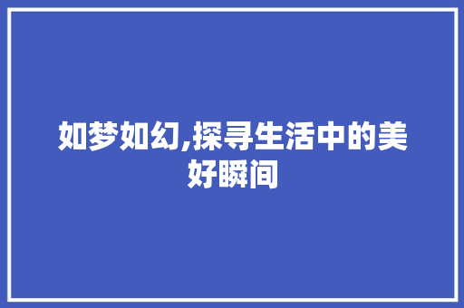 如梦如幻,探寻生活中的美好瞬间