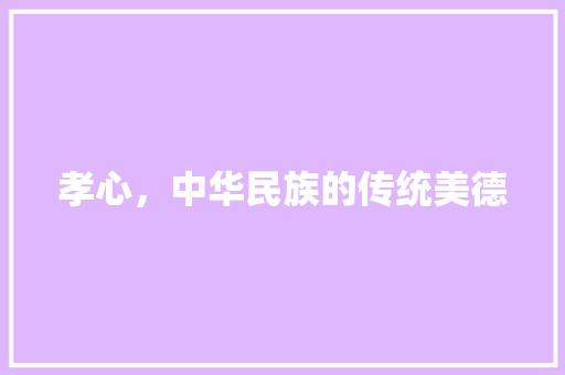 孝心，中华民族的传统美德