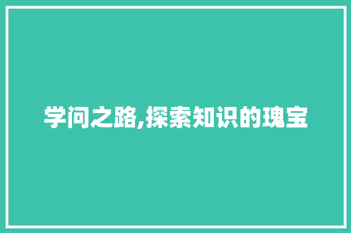 学问之路,探索知识的瑰宝 工作类