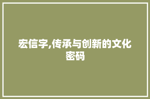宏信字,传承与创新的文化密码