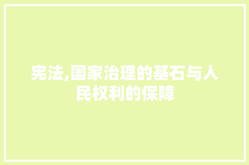 宪法,国家治理的基石与人民权利的保障