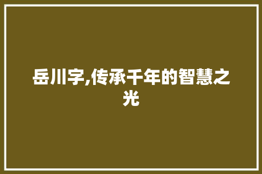 岳川字,传承千年的智慧之光