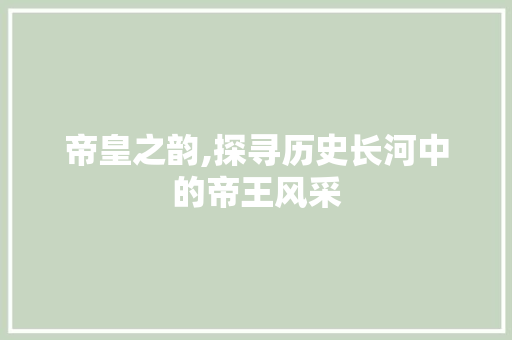 帝皇之韵,探寻历史长河中的帝王风采