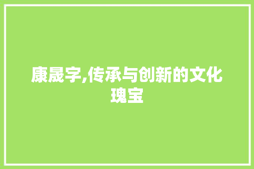 康晟字,传承与创新的文化瑰宝
