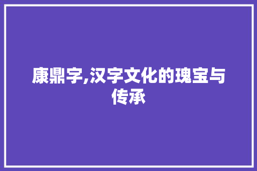 康鼎字,汉字文化的瑰宝与传承