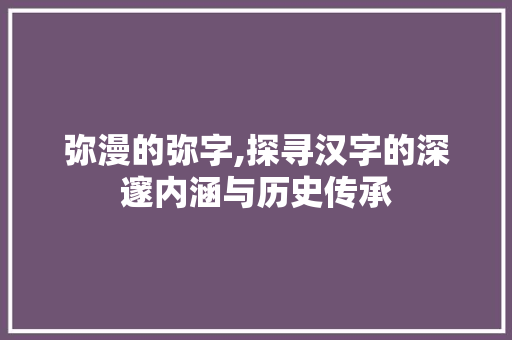 弥漫的弥字,探寻汉字的深邃内涵与历史传承