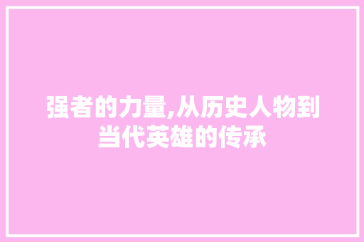 强者的力量,从历史人物到当代英雄的传承