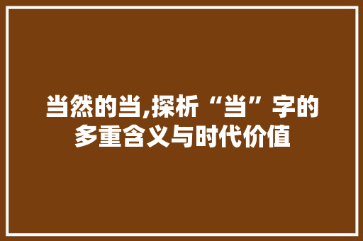 当然的当,探析“当”字的多重含义与时代价值