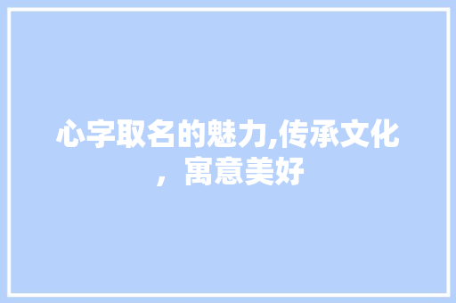 心字取名的魅力,传承文化，寓意美好