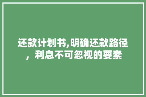 还款计划书,明确还款路径，利息不可忽视的要素