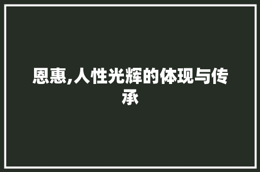 恩惠,人性光辉的体现与传承