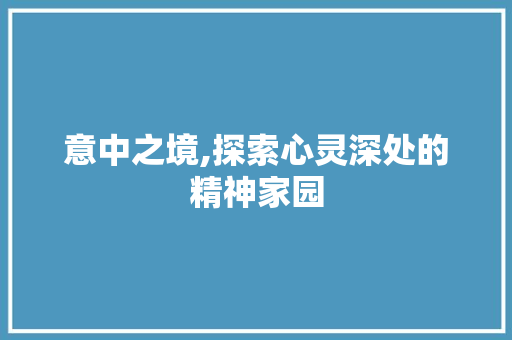 意中之境,探索心灵深处的精神家园