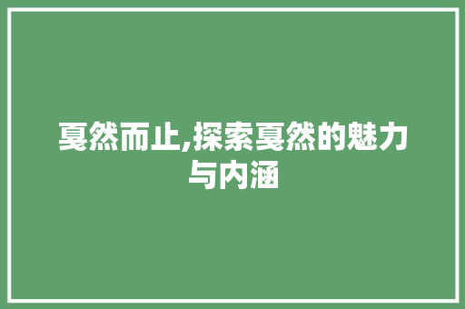 戛然而止,探索戛然的魅力与内涵