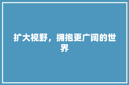 扩大视野，拥抱更广阔的世界