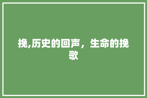 挽,历史的回声，生命的挽歌