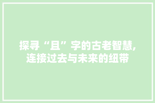 探寻“且”字的古老智慧,连接过去与未来的纽带