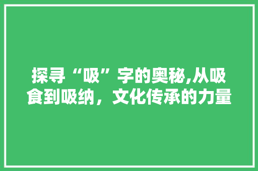 探寻“吸”字的奥秘,从吸食到吸纳，文化传承的力量