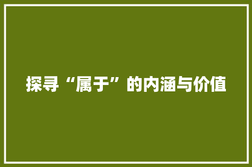 探寻“属于”的内涵与价值