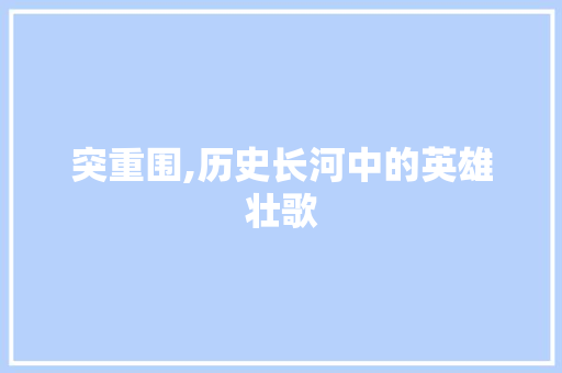 突重围,历史长河中的英雄壮歌