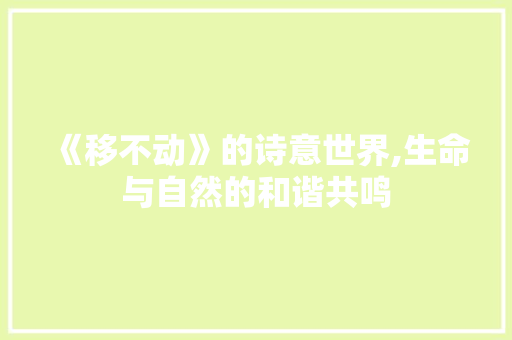 《移不动》的诗意世界,生命与自然的和谐共鸣
