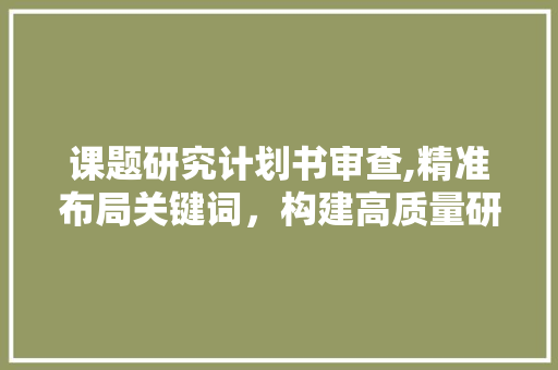 课题研究计划书审查,精准布局关键词，构建高质量研究框架