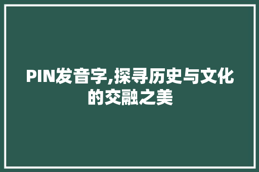 PIN发音字,探寻历史与文化的交融之美