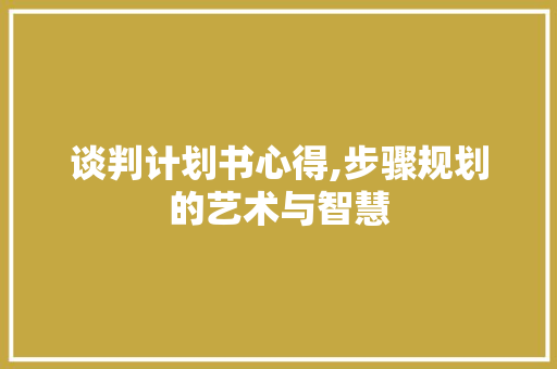 谈判计划书心得,步骤规划的艺术与智慧