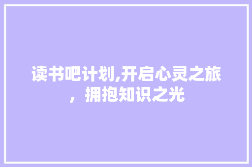 读书吧计划,开启心灵之旅，拥抱知识之光