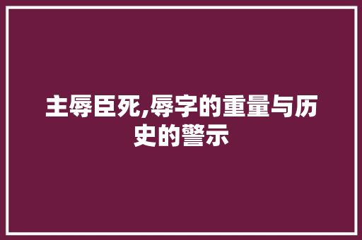 主辱臣死,辱字的重量与历史的警示