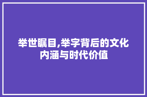 举世瞩目,举字背后的文化内涵与时代价值