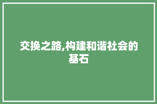 交换之路,构建和谐社会的基石