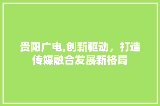 贵阳广电,创新驱动，打造传媒融合发展新格局