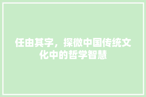任由其字，探微中国传统文化中的哲学智慧
