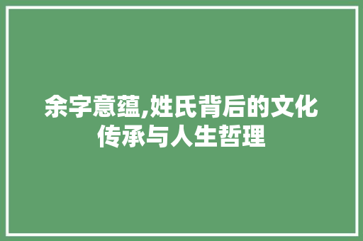 余字意蕴,姓氏背后的文化传承与人生哲理
