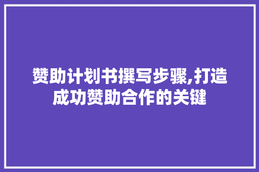 赞助计划书撰写步骤,打造成功赞助合作的关键