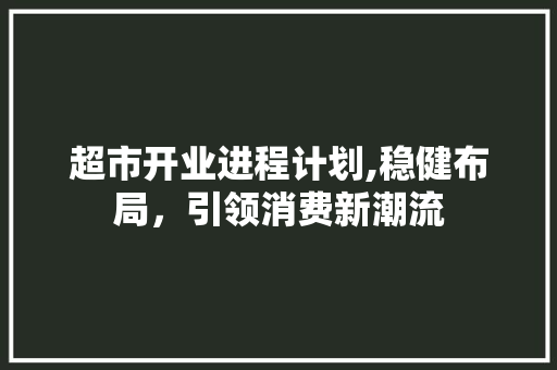 超市开业进程计划,稳健布局，引领消费新潮流