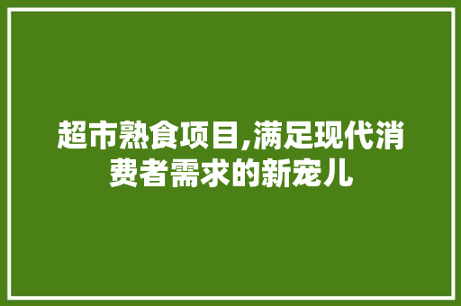 超市熟食项目,满足现代消费者需求的新宠儿