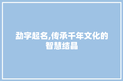 勐字起名,传承千年文化的智慧结晶