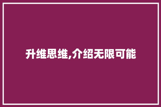 升维思维,介绍无限可能