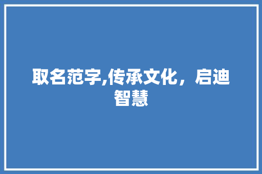 取名范字,传承文化，启迪智慧
