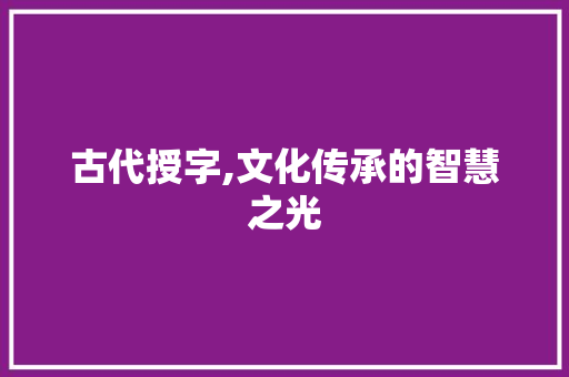 古代授字,文化传承的智慧之光