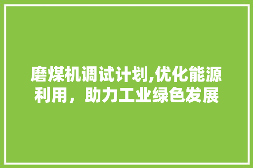 磨煤机调试计划,优化能源利用，助力工业绿色发展