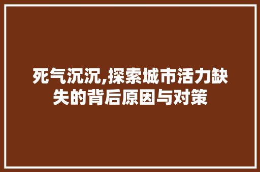 死气沉沉,探索城市活力缺失的背后原因与对策