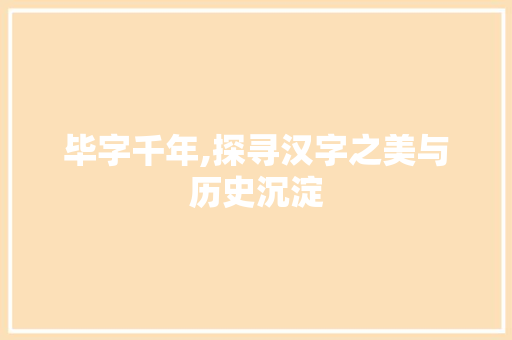 毕字千年,探寻汉字之美与历史沉淀 采访稿