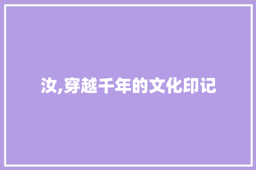 汝,穿越千年的文化印记