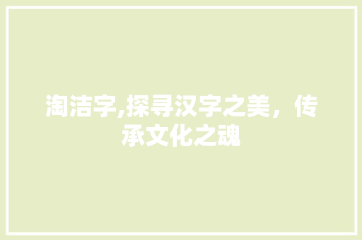 淘洁字,探寻汉字之美，传承文化之魂