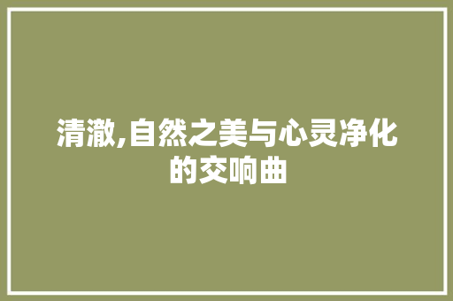 清澈,自然之美与心灵净化的交响曲