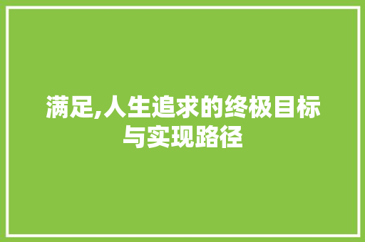 满足,人生追求的终极目标与实现路径